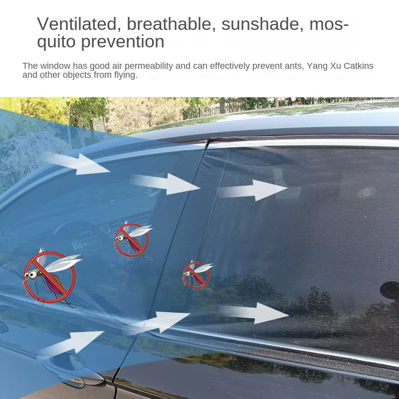 2Pcs Car Rear Side Window Sunshade UV Protect Shield Mesh Prevent Mosquito Sunshine Privacy Protection Foldable Curtain