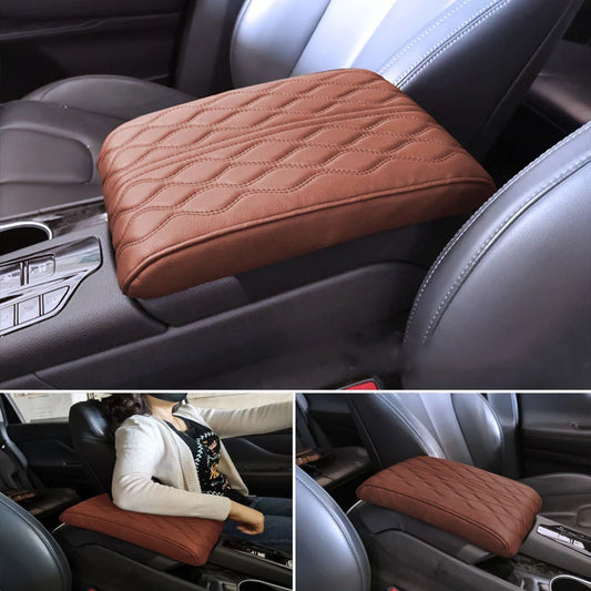 Wave Embroider PU Leather Car Armrest Mat Center Console Arm Rest Protection Cushion Auto Armrests Storage Box Cover Pad