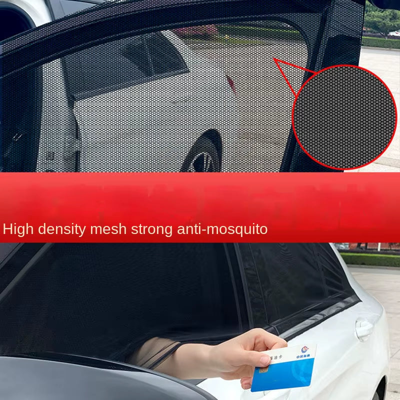 2Pcs Car Rear Side Window Sunshade UV Protect Shield Mesh Prevent Mosquito Sunshine Privacy Protection Foldable Curtain