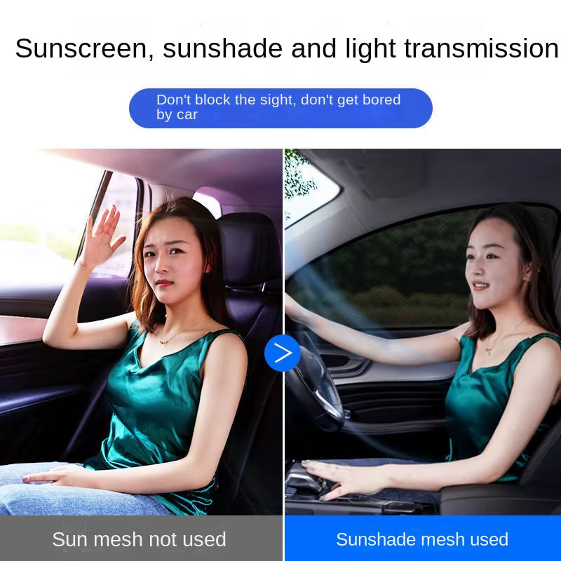 2Pcs Car Rear Side Window Sunshade UV Protect Shield Mesh Prevent Mosquito Sunshine Privacy Protection Foldable Curtain