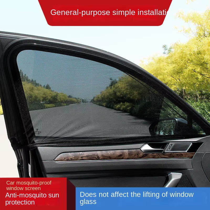 2Pcs Car Rear Side Window Sunshade UV Protect Shield Mesh Prevent Mosquito Sunshine Privacy Protection Foldable Curtain